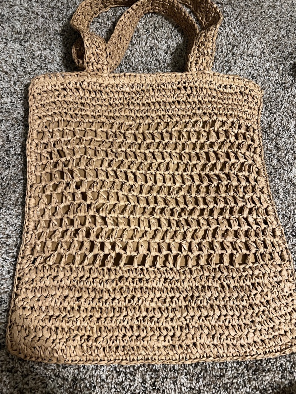 Handwoven Straw Tote Bag in Natural Tan